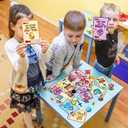 90 Pcs Birthday Party Supplies, Pixel Miner Style Stickers and Cards School Classroom with Key Chain