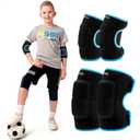 YEEKORO Knee Pads Elbow Pads Set for Kids, Youth Adjustable Knee Elbow Pads Protective Sets with Thickened SBR Pads for Riding Rollerblading Skating Skateboarding Snowboarding VolleyballBlue