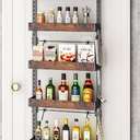 bukfen Over the Door Pantry Organizer, 6-Tier Adjustable Wooden Basket Kitchen Pantry Door Organization and Storage, Heavy-Duty Metal Hanging Kitchen Spice Rack,D6.3 x W17.71 x H50.60 inch,1 Pack (Black pole wood color)