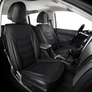 LUCKYMAN CLUB K9 Colorado Custom Car Pickup Front Seat Covers, Fit 2015 2016 2017 2018 2019 2020 2021 2022 Chevy Colorado Z71 LT ZR2 Work Truck, Waterproof Faux Leather (Front Only, Black)