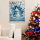 Qykwz Blue Christmas Snowman Wall Art Poster, Blue Snowman Decor, Pastel Xmas Snowflake Winter Holiday Wall Decor Canvas Prints for Home Bedroom Living Room, 12x16 in (color_7)
