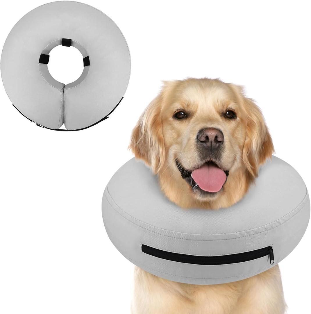 Supet Raised Inflatable Dog Cone Collar to Stop Licking, Soft Dog Cone Alternative After Surgery, Pet Neck Donut Collar for  Dogs XL