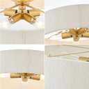 24” Large Boho Ceiling Light Hand Woven Coastal Chandelier for Kitchen Island Dining Living Room Bedroom, White, UL Listed