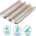Baguette Pans for Baking 15" x 11", Carbon Steel 3 Loaf Nonstick Baguette Baking Tray for French & Italian Perforated French Bread Pan