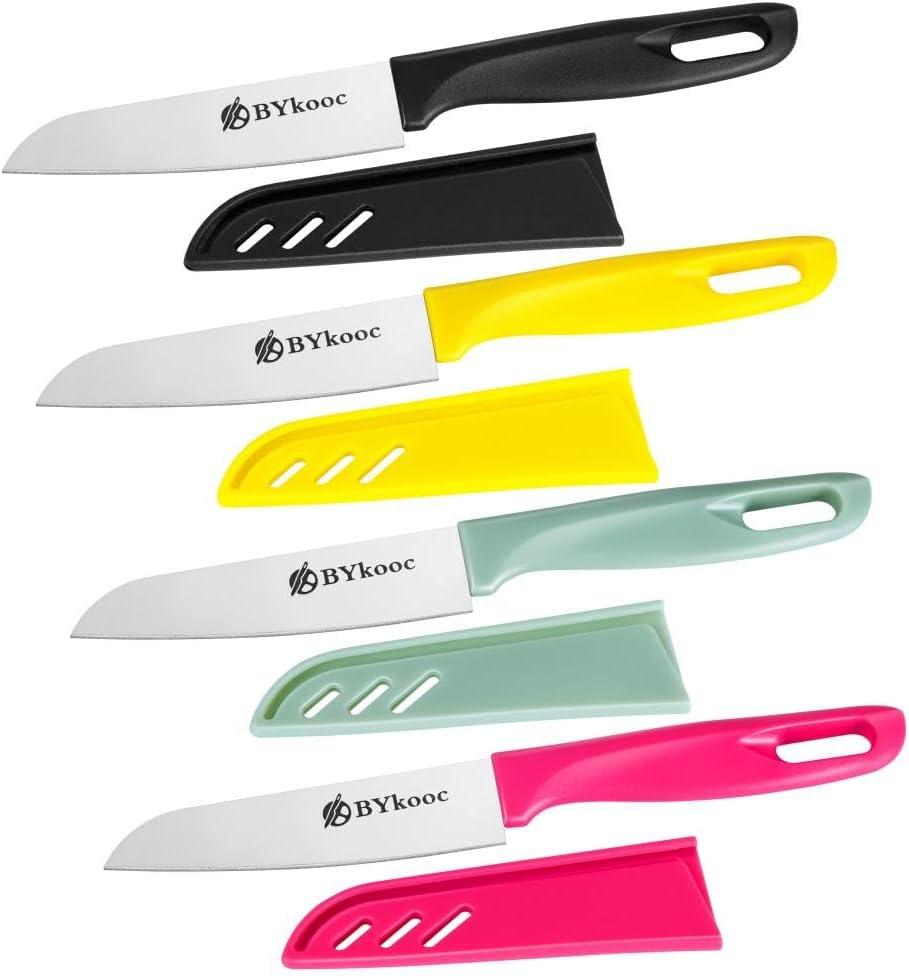 8 pieces Paring Knives (4PCS Peeling Knives and 4PCS Knife Sheath), Ultra Sharp Vegetable and Fruit Knife, German Steel Small Kitchen Knife with PP Plastic Ergonomic Handle
