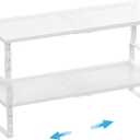 Expandable, Adjustable & Stackable Spice Rack, Cabinet Kitchen Countertop Shelf Organizer, Metal Pantry Storage Shelves - Space-Saving Storage Solution(2Packs/White/Large)