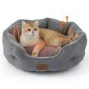 Bedsure Self Warming Cat Bed - Round Cat Beds for Indoor Cats, Washable Pet Bed for Puppy and Kitten with Slip-Resistant Bottom, 20 Inches, Self Warming Grey