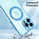 OOK Magnetic Phone Case for iPhone 16 Pro Max [Compatible with MagSafe] Soft TPU Heart Phone Cover with Screen Protector Shockproof Protection Slim Case with Strap Lanyard for Women - Blue