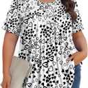 Womens Plus Size Tops Tunic Short Sleeve Crew Neck Shirts Casual Soft Blouse 1X-5X (White, XXXL)