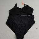 Summer Mae Twist Maternity Bikini Two Piece Pregnancy Swimsuits Cutout Bathing Suit High Waisted Ruched Swimwear (10, Black)