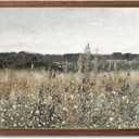 Vintage Flowers Canvas Wall Art,Country Meadow Nature Landscape Painting Posters Prints Rustic Farmhouse,Retro Botanical Wall Decor for Living Room Bedroom Bathroom Home Decor 8x10in Wood Framed
