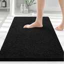 Smiry Luxury Chenille Bathroom Rugs 24x16, Extra Soft and Absorbent Shaggy Bath Mat, Machine Washable, Non-Slip Plush Carpet Runner for Tub, Shower, and Floor, Home Decor Accessories, Black