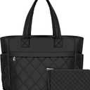 Tote Bag for Women, 15.6 Inch Laptop Bag, Large Quilted Work Shoulder Bag Ultra Lightweight Puffer Handbag for Travel (23L, Black)