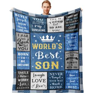 Gifts for Son, Best Birthday Gifts for Adult Son Blanket 60"x50", Son Gifts from Mom/Dad, Son Birthday Gifts, Gift for My Son, Gifts for Grown Son