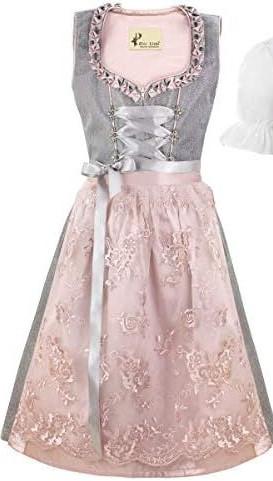 Alte Liebe Girls German Dress Bavarian Dirndl Oktoberfest Children Dress Size 116 Grey Pink