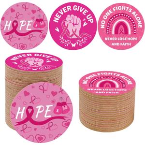 2 x 30PCS Breast Cancer Awareness Accessories - Pink Ribbon Awareness Cork Coaster Set, Breast Cancer Survivor Gifts Bulk Party Favors for Charity Events, Fundraisers, Community Gatherings