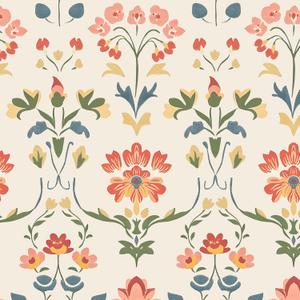 Peel and Stick Wallpaper Beige Floral Boho  Extra Long Self-Adhesive Removable Waterproof Contact Paper for Cabinet Bathroom Bedroom Modern Vintage Wall Decor 17.5In x 393In (Red/Yellow)