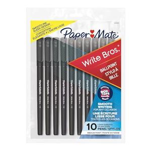 Paper Mate Write Bros Ballpoint Pens, Medium Point (1.0mm), Black, 10 Count