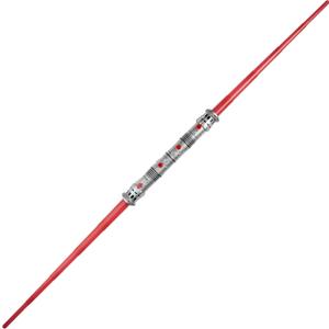 Star Wars Darth Maul Official Halloween Costume Accessory - Light-Up Retractable Plastic Double Saber (Gray)