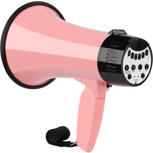 20W Megaphone Bullhorn| Bull Horn Loud Speaker with Bluetooth | Mega Phone Built-in Siren & Whistle Plus Recording funcation | Voice Changer for Adults, Kids, Party Games and Outdoor (Pink)