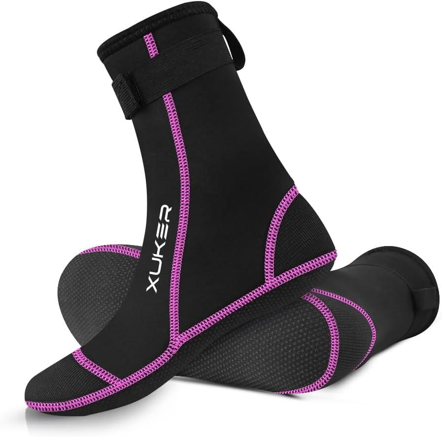 XUKER Neoprene Water Socks 3mm, Sand Proof Beach Volleyball Socks Diving Socks for Outdoor Water Sports, Pink
