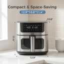 DUMOS Air Fryer 6.34 Quarts, 8-in-1 Airfryer with Presets & Viewing Window, 12.99"x 10.83"x11.42"
