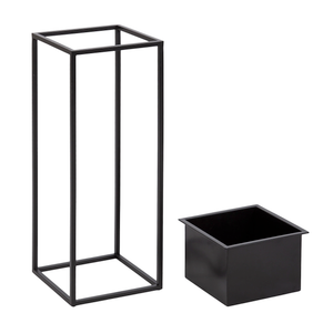 Kate and Laurel Palade Modern One-Piece Metal Outdoor Planter Set, 1 Piece, Black, Metal Indoor or Outdoor Planters with Geometric Base for Patio Plant Decor