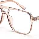 FEISEDY Blue Light Blocking Glasses Fake Nerd Clear Square Computer Lightweight Pilot Glasses Frame Oversized B2866 (Transparent Tea Frame)