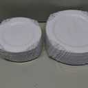 102PCS White and Silver Plastic Plates - Heavyweight Silver Plate - Wedding Plate with Silver Rim - Fancy Dinner & Dessert Plates for 51 Guests Weddings & Parties & Christmas