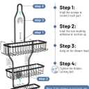 Shower Caddy Hanging - Never Rust Shower Hanging Organizer - Aluminum Over the ShowerHead Caddy with Soap Basket and 6 Hooks for Razor/Sponge (Black)