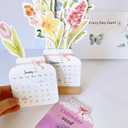2 x Small Desk Calendar 2026-2027 Flower Calendar 2026 12 Months Floral Desktop Calendar - Mini Standing Flip Decorative Flower Calendar for Home, Office and Desk Accessories