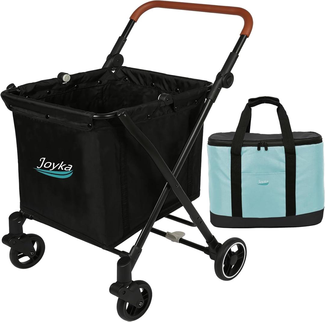 Foldable Shopping Cart Shopping Trolleys with Feature 70 Liters Capacity Rolling Front Swivel Wheels and Height Adjustable Slider for Office Picnic Groceries Laundry Indoor Outdoor