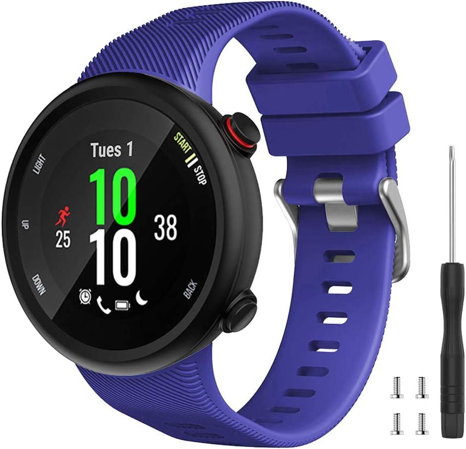 Watbro Compatible with Garmin Forerunner 45S band, Soft Silicone Sport Replacement Watch Band, Fitness Strap Bracelet Wristband for Garmin Forerunner 45S Smartwatch (Blue)