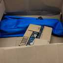 Wakeman Camp Table - Round 2-Tier Folding Table with 4 Cupholders and Carrying Bag - for Camping, Beach, Picnic, Sporting Events, and More Outdoors,Blue