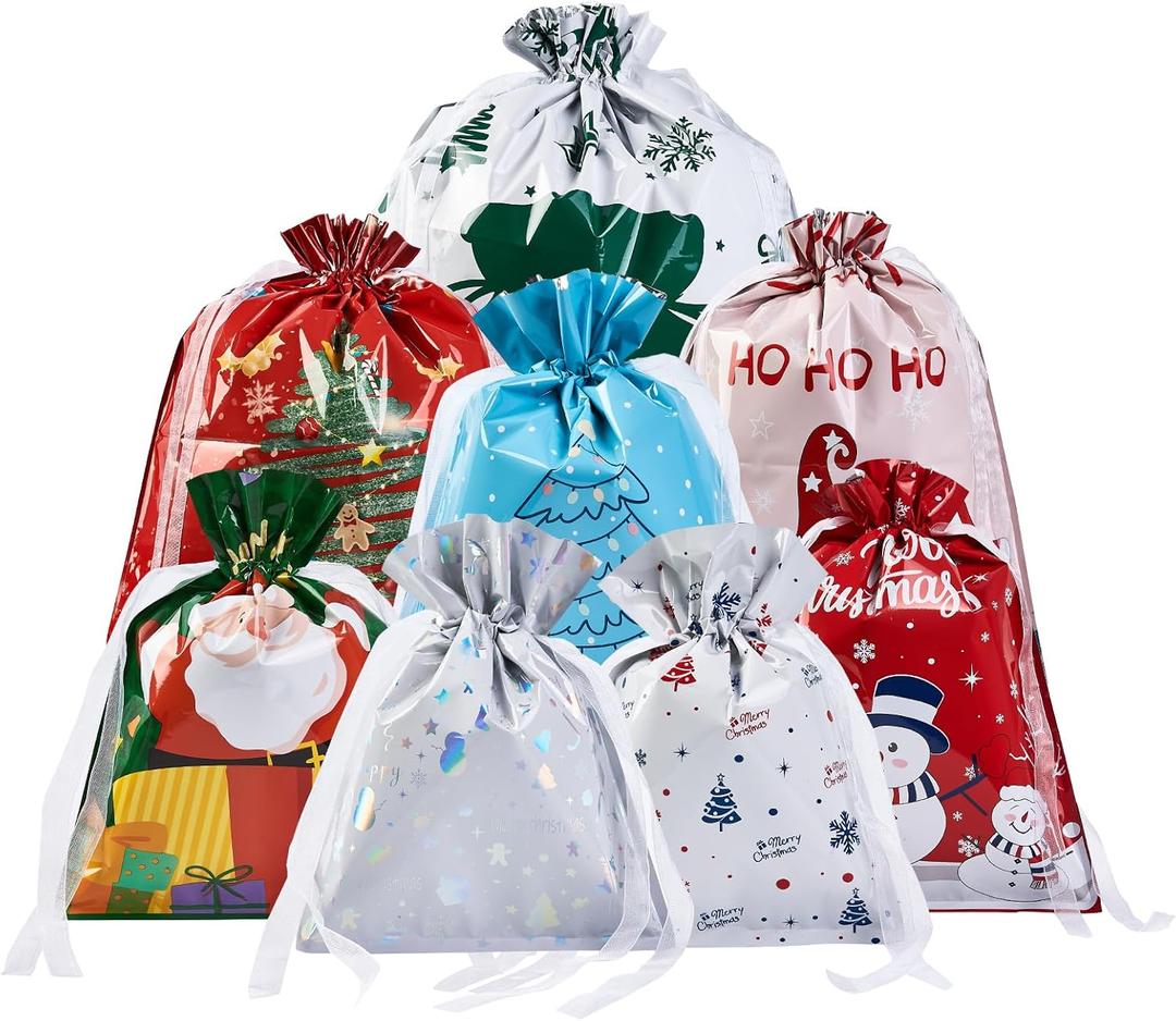 38PCS Christmas Gift Bags, Assorted Sizes Bulk S/M/L, Waterproof Holiday Gift Wrap with Drawstring,Gift Sacks,Gift Wrap Bags,Gift Bags For Presentsgift (38)