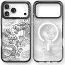 for iPhone 17 Pro Max Case Cute - Compatible with Magsafe - Durable Shockproof 6.6 ft Drop Impact Phone Case - Funny Dragon Design (6.9") Black