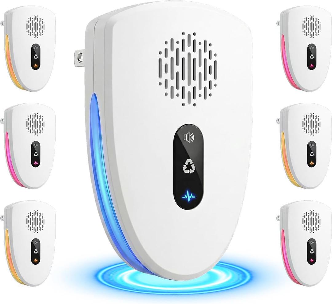 6 Packs Ultrasonic Pest Control Repeller,Upgraded Spider Repellent Indoor for Mosquito, Mice, Spider, Ant,Ultrasonic Plug in Mouse Repeller for Rodent,Roach,Bugs,Fly,Rat,3 Mode Switching House D1