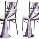 Ling's moment Wedding Chair Sashes Cover Aisle Decorations Draping Fabric Wrinkle-Free with Tie 16pcs Purple Pale Lavender for Party Ceremony Reception Floral Arrangement Banquet Outdoor Decor