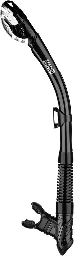 Aegend Dry Snorkel, Dive Mask Easy-Breath Free Diving Snorkel for Snorkeling Scuba Diving Freediving Swimming, with Top Dry Valve and Food-Grade Silicone Mouthpiece (Black)