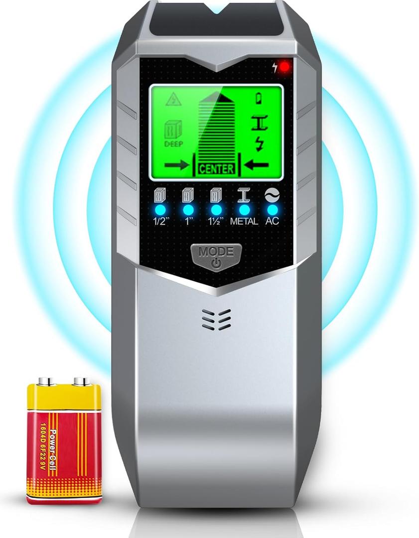 5 IN 1 Stud Finder Wall Scanner, Enhanced Accuracy High Stability Electronic Detector for Wall Wood Metal Studs, Stud Sensor Beam Finders for Center & Edge of Wood AC Wire Metal Studs Joist Pipe