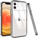 Puxicu Acrylic 2 in 1 for iPhone 12 CaseAnti-Yellowing, Military-Grade Protection, Drop Shockproof Slim Phone Cover for iPhone 12 Pro 6.1", Clear+Black