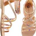 Vonair Girls Sandals Strappy Gladiator with Zipper Comfort Summer Shoes Gold US 4