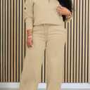 Adogirl Womens 2 Piece Outfits Lounge Sets Fall Half Zip Sweatshirt and Jogger Pants With Pockets Matching Set Tracksuit (Beige, XL)