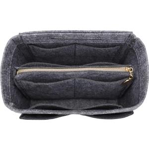 LEXSION Felt Purse Bag Organizer Insert with zipper Bag Tote Shaper Fit Speedy Neverful PM MM (Slender Medium, Grey)