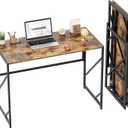 Elephance Folding Desk Writing Computer Desk for Home Office, No-Assembly Study Office Desk Foldable Table for Small Spaces (39.4 inch, Rustic Brown)