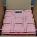 Inspired Living Ultra-Slim Rolling Collapsible Storage Pack-N-Roll Utility-carts, with Telescopic Handle, for Home, Garden, Shopping, Office, School use, Large, Pink