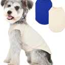 2 Pack Dog Clothes for Small Dogs Summer Dog Shirt Vest Girl Boy Lightweight Puppy T-Shirts Blank Soft and Cool Pet Clothing Sleeveless Dog Outfit (White+Blue, Small)