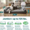FurHaven Orthopedic Dog Bed For Large Dogs, Sofa Contour Mattress with Solid Orthopedic Foam Slab for Joint Support, Removable Washable Cover, Jumbo Plus XXL, Faux Fur, Charcoal