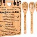 Gifts for Daughter in Law - "Recipe for a Special Daughter-in-Law" Daughter in Law Birthday Gifts Cutting Board Set, Bamboo-Made Engraved Utensil Set Birthday Gifts for Daughter in Law
