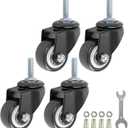 GXYY uoboeuq 1.5 Inch Swivel Caster Wheels PU 360 Degree Threaded Stem Caster Wheel M8 x 25mm, 330lb Total Load Capacity, Pack of 4